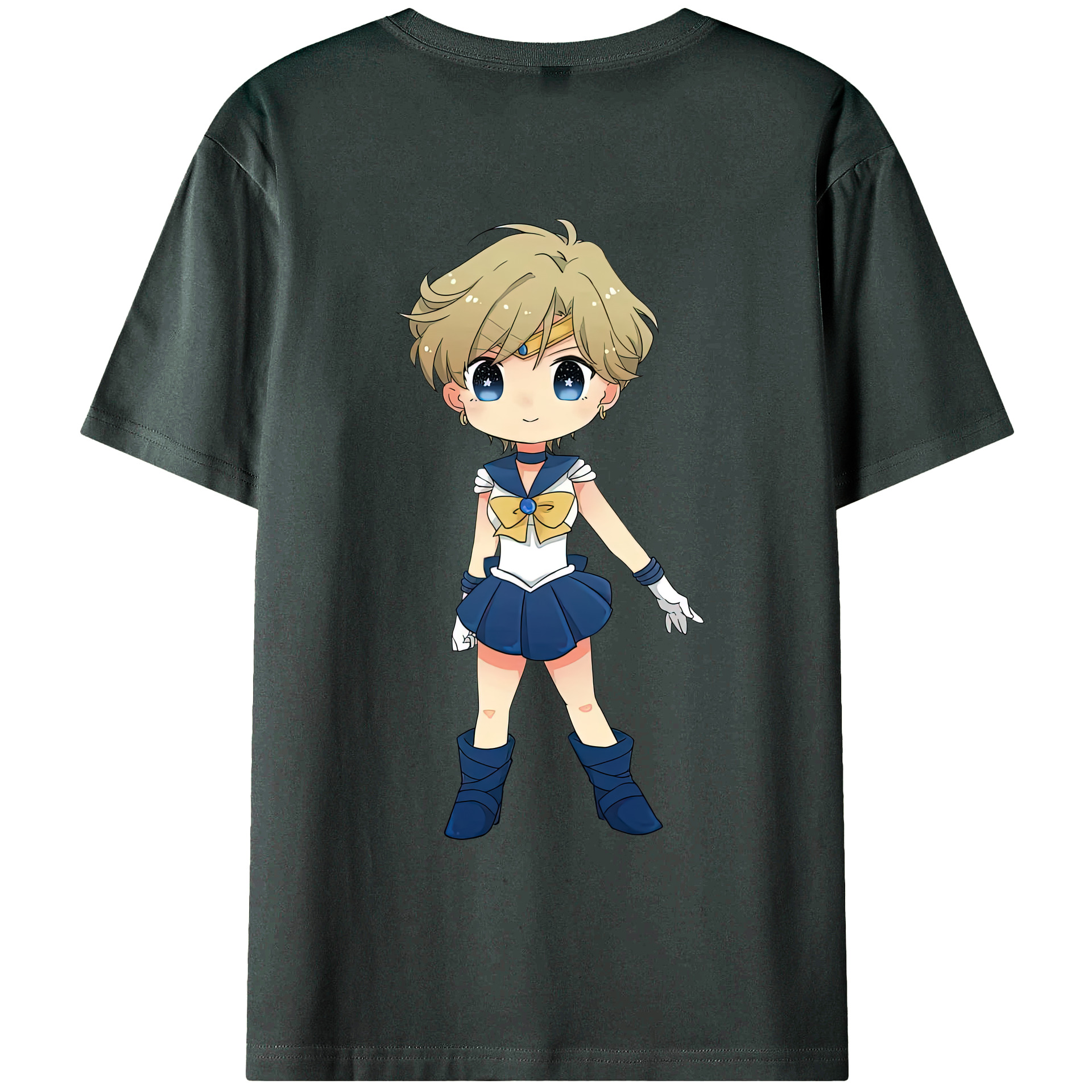 （画像用） 美少女戦士セーラームーン 天王はるか Sailor Moon Tenoh Haruka 綿100％ メンズ半袖Tシャツ（バックプリント） 通気性
